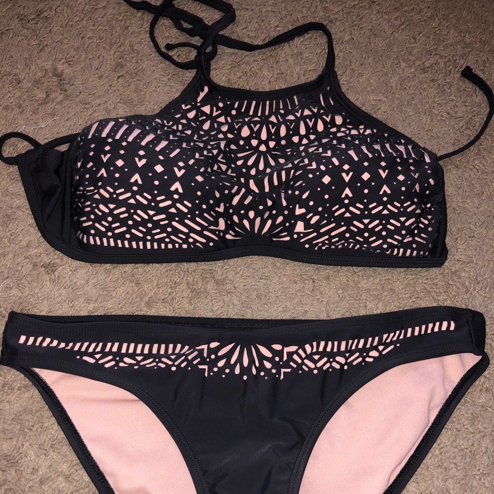 Gray & Pink Halter Xhilaration swimsuit